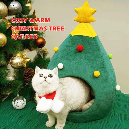 Cosy Warm Christmas Tree Cat Bed